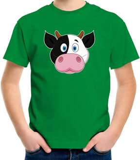 Bellatio Decorations Cartoon koe t-shirt groen voor jongens en meisjes - Cartoon dieren t-shirts kinderen L (146-152)