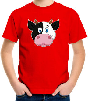 Bellatio Decorations Cartoon koe t-shirt rood voor jongens en meisjes - Cartoon dieren t-shirts kinderen L (146-152)