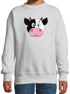 Bellatio Decorations Cartoon koe trui grijs voor jongens en meisjes - Cartoon dieren sweater kinderen 12-13 jaar (152/164)