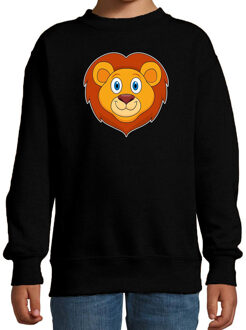 Bellatio Decorations Cartoon leeuw trui zwart voor jongens en meisjes - Cartoon dieren sweater kinderen 12-13 jaar (152/164)