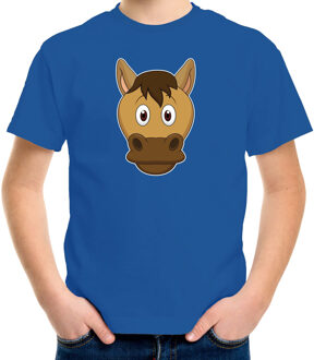 Bellatio Decorations Cartoon paard t-shirt blauw voor jongens en meisjes - Cartoon dieren t-shirts kinderen