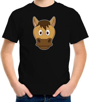 Bellatio Decorations Cartoon paard t-shirt zwart voor jongens en meisjes - Cartoon dieren t-shirts kinderen L (146-152)