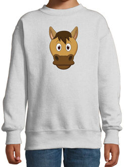 Bellatio Decorations Cartoon paard trui grijs voor jongens en meisjes - Cartoon dieren sweater kinderen 12-13 jaar (152/164)