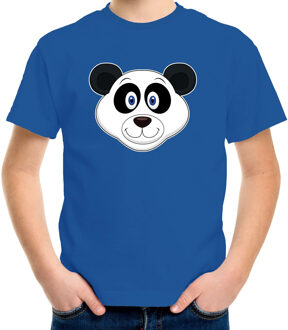 Bellatio Decorations Cartoon panda t-shirt blauw voor jongens en meisjes - Cartoon dieren t-shirts kinderen L (146-152)