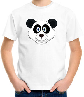 Bellatio Decorations Cartoon panda t-shirt wit voor jongens en meisjes - Cartoon dieren t-shirts kinderen L (146-152)