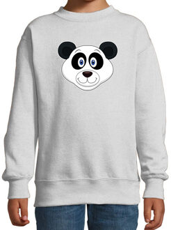 Bellatio Decorations Cartoon panda trui grijs voor jongens en meisjes - Cartoon dieren sweater kinderen 12-13 jaar (152/164)