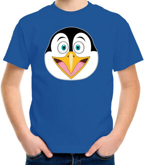 Bellatio Decorations Cartoon pinguin t-shirt blauw voor jongens en meisjes - Cartoon dieren t-shirts kinderen L (146-152)