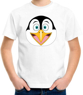 Bellatio Decorations Cartoon pinguin t-shirt wit voor jongens en meisjes - Cartoon dieren t-shirts kinderen L (146-152)