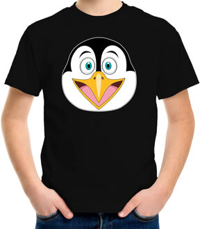 Bellatio Decorations Cartoon pinguin t-shirt - zwart - voor jongens en meisjes - Cartoon dieren - shirts - kinderen XL (158-164)