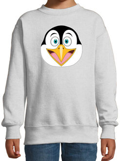 Bellatio Decorations Cartoon pinguin trui grijs voor jongens en meisjes - Cartoon dieren sweater kinderen 12-13 jaar (152/164)