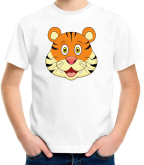 Bellatio Decorations Cartoon tijger t-shirt wit voor jongens en meisjes - Cartoon dieren t-shirts kinderen L (146-152)