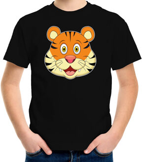 Bellatio Decorations Cartoon tijger t-shirt zwart voor jongens en meisjes - Cartoon dieren t-shirts kinderen L (146-152)