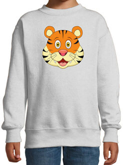 Bellatio Decorations Cartoon tijger trui grijs voor jongens en meisjes - Cartoon dieren sweater kinderen 12-13 jaar (152/164)