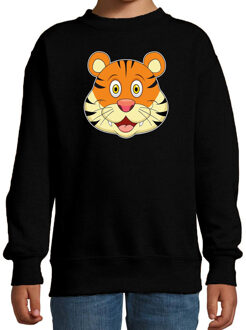 Bellatio Decorations Cartoon tijger trui zwart voor jongens en meisjes - Cartoon dieren sweater kinderen 12-13 jaar (152/164)