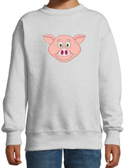 Bellatio Decorations Cartoon varken trui grijs voor jongens en meisjes - Cartoon dieren sweater kinderen 12-13 jaar (152/164)