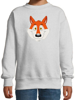 Bellatio Decorations Cartoon vos trui grijs voor jongens en meisjes - Cartoon dieren sweater kinderen 12-13 jaar (152/164)