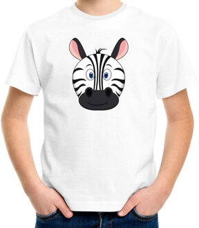 Bellatio Decorations Cartoon zebra t-shirt wit voor jongens en meisjes - Cartoon dieren t-shirts kinderen L (146-152)