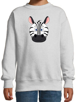 Bellatio Decorations Cartoon zebra trui grijs voor jongens en meisjes - Cartoon dieren sweater kinderen 12-13 jaar (152/164)