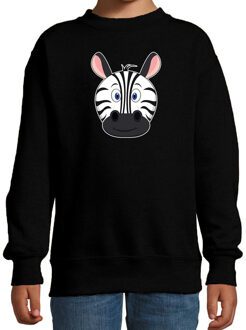 Bellatio Decorations Cartoon zebra trui zwart voor jongens en meisjes - Cartoon dieren sweater kinderen 12-13 jaar (152/164)