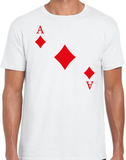 Bellatio Decorations Casino thema verkleed t-shirt heren - ruiten aas - wit - poker t-shirt