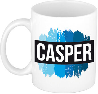 Bellatio Decorations Casper naam / voornaam kado beker / mok verfstrepen - Gepersonaliseerde mok met naam - Naam mokken Multikleur