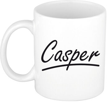 Bellatio Decorations Casper voornaam kado beker / mok sierlijke letters - gepersonaliseerde mok met naam - Naam mokken Multikleur