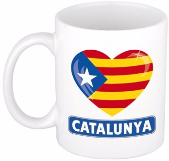 Bellatio Decorations Catalonie / Catalunya hartje beker - keramiek 300 ml - Catalaanse koffie mok