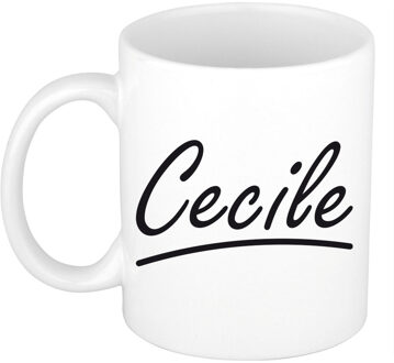 Bellatio Decorations Cecile voornaam kado beker / mok sierlijke letters - gepersonaliseerde mok met naam - Naam mokken Multikleur