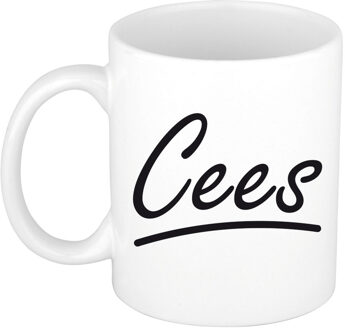 Bellatio Decorations Cees Naam koffiemok - beker - met sierlijke letters - wit - 300 ml - Cadeau - Heren