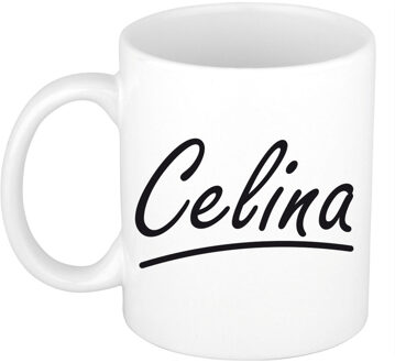 Bellatio Decorations Celina voornaam kado beker / mok sierlijke letters - gepersonaliseerde mok met naam - Naam mokken Multikleur