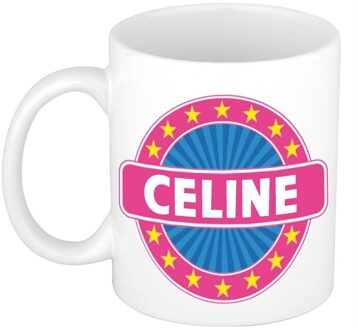Bellatio Decorations Celine voornaam koffiemok - beker - wit/roze - 300 ml - Cadeau - Dames - Collega - Moederdag Multi