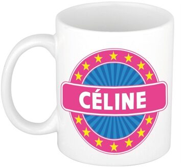 Bellatio Decorations Celine voornaam koffiemok - beker - wit/roze - 300 ml - Cadeau - Dames - Collega - Moederdag Multi