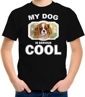 Bellatio Decorations Charles spaniel honden t-shirt my dog is serious cool zwart - kinderen - Cavalier king charles-spaniels liefhebber cadeau shirt L (146-152)