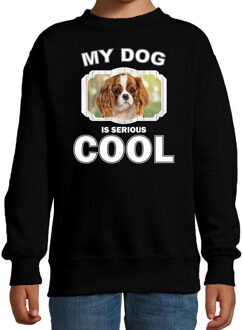 Bellatio Decorations Charles spaniel honden trui / sweater my dog is serious cool zwart - kinderen - Cavalier king charles-spaniels liefhebber cadeau sweaters 12-13 jaar (152/164)