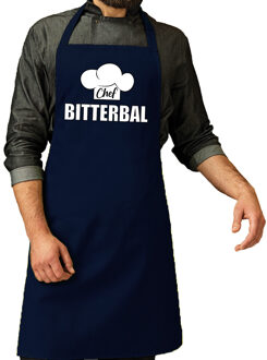 Bellatio Decorations Chef bitterbal schort - keukenschort - navy - voor heren - cadeau - Vaderdag