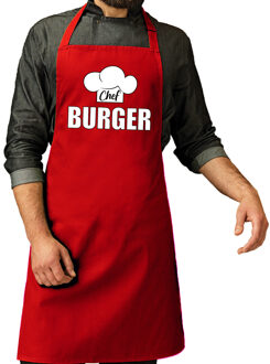 Bellatio Decorations Chef burger schort / keukenschort rood heren