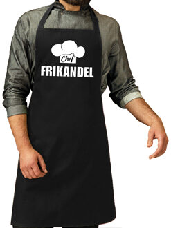 Bellatio Decorations Chef frikandel keuken en BBQ schort - zwart - voor heren - kookschorten - polyester/katoen
