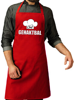 Bellatio Decorations Chef Gehaktbal keukenschort - rood - voor heren - kookschort - gehaktballen maken