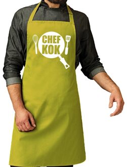 Bellatio Decorations Chef kok barbeque schort - keukenschort - cadeau - groen - heren Lime