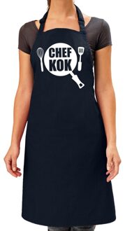 Bellatio Decorations Chef kok - barbeque schort - keukenschort - donkerblauw - voor dames - bbq schorten - cadeau Navy