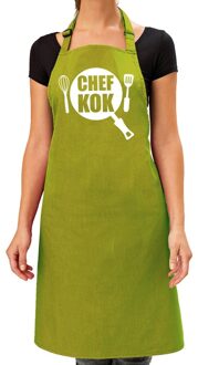 Bellatio Decorations Chef kok - barbeque schort - keukenschort - groen - voor dames - bbq schorten - cadeau
