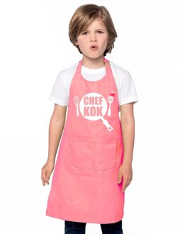 Bellatio Decorations Chef kok kinderschort roze jongens en meisjes