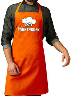 Bellatio Decorations Chef pannenkoek keukenschort - oranje - voor heren - kookschorten - keuken - Koningsdag