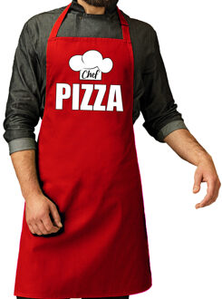 Bellatio Decorations Chef pizza keukenschort - rood - voor volwassenen - kookschort - BBQ - Cadeau vader en moeder