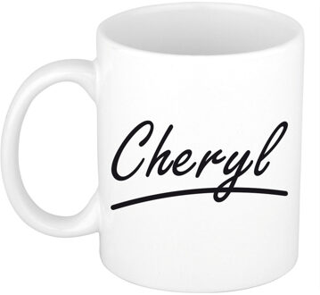 Bellatio Decorations Cheryl Naam koffiemok - beker - met sierlijke letters - wit - 300 ml - Cadeau - Dames