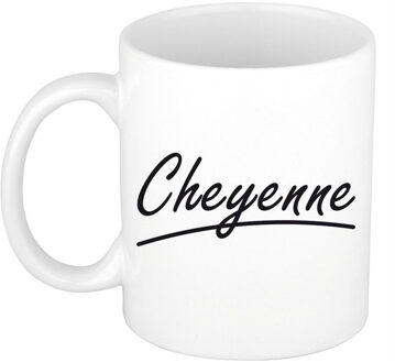 Bellatio Decorations Cheyenne Naam koffiemok - beker - met sierlijke letters - wit - 300 ml - Cadeau - Dames