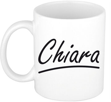 Bellatio Decorations Chiara Naam koffiemok - beker - met sierlijke letters - wit - 300 ml - Cadeau - Dames