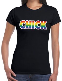 Bellatio Decorations Chick gay pride t-shirt zwart voor dames 2XL