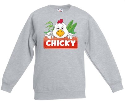 Bellatio Decorations Chicky de kip sweater grijs voor kinderen - unisex - kippen trui 12-13 jaar (152/164)