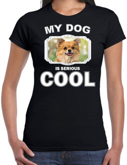 Bellatio Decorations Chihuahua honden t-shirt my dog is serious cool zwart - dames - Chihuahuas liefhebber cadeau shirt 2XL